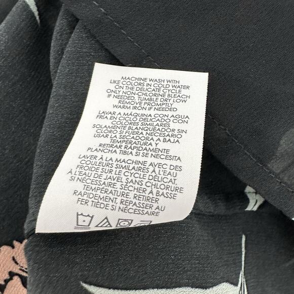 CAbi 5206 Blouse Women Medium Black Floral Ruffle Sheer Flowy La Di Da Shirt Top - Picture 8 of 11